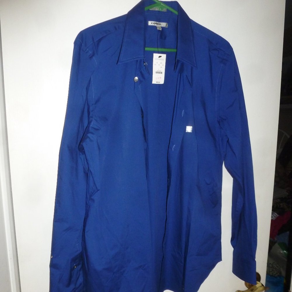 Express Men Fitted stretch cotton  Button Down shirt Sz 16-16.5 Large